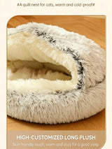 2-In-1 Cat & Cave Calming Anti-Anxiety for Indoor Cats & Small Dogs All Season Use Machine Washable Ultra Soft Lining Non Slip Durable Plush Camas Perros Winter Pet Costco Hotdog Tray Donut Bed Cozy Extra Large Cute Cartoon Fluffy Small Dog Bed
