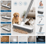 Escoba de Silicona Quitapelos para Mascotas, Mango Extensible hasta 1,5