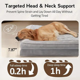 Large Dog Bed - XL Orthopedic Egg-Crate Memory Foam Dog Beds with Removable Washable Cover, Waterproof Pet Beds with Non-Slip Bottom, Grey
