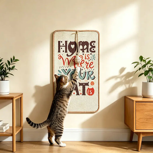 Petmino Alfombrilla rascadora de sisal impresa para gatos – Protector montado en la pared para muebles y paredes