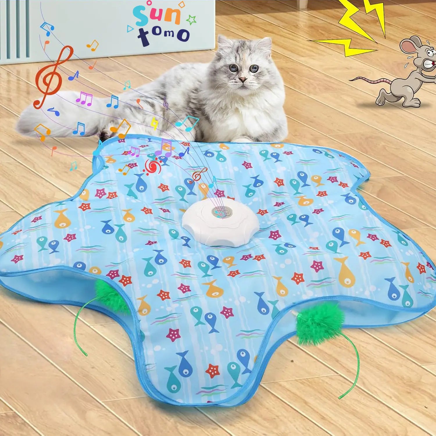 Juguete Interactivo para Gatos Petmino Feather Chase con Sonido Realista de Ratón