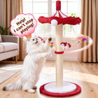 【Summervibes】Catails Cat Scratching Post 39.7"Tall Cat Tree Cat Tower Carousel Cat Scratching Posts Suitable for Kittens & Adult Stuff for Indoor Cat Tree Coffin Bed Sisal Scratcher with Cat Toy Soutdoor Fun