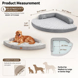 Large Dog Bed - XL Orthopedic Egg-Crate Memory Foam Dog Beds with Removable Washable Cover, Waterproof Pet Beds with Non-Slip Bottom, Grey