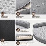 Large Dog Bed - XL Orthopedic Egg-Crate Memory Foam Dog Beds with Removable Washable Cover, Waterproof Pet Beds with Non-Slip Bottom, Grey