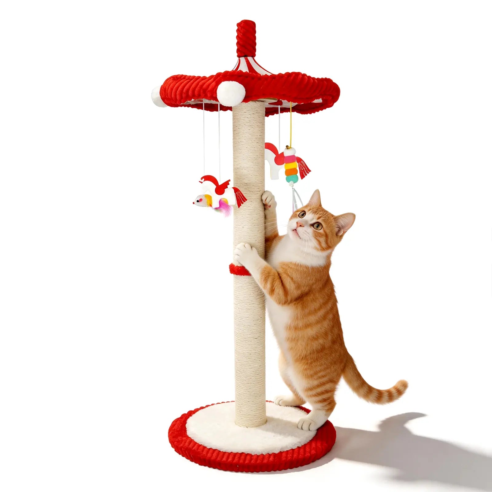 Rascador para gatos con carrusel Petmino - Elegante torre para gatos de interior de 40" con juguete giratorio