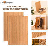Mocherpion Natural Cork Cat Scratcher Board 2-Pack: Ideal for Multi-Cat Families, Eco-Friendly Strong Adhesive Backing, Wall, Sofa & Cabinet Door Mountable, Scratch-Resistant Easy to Clean, Doubles as Cat Scratcher & Cat Mat, Claw-Friendly Safe
