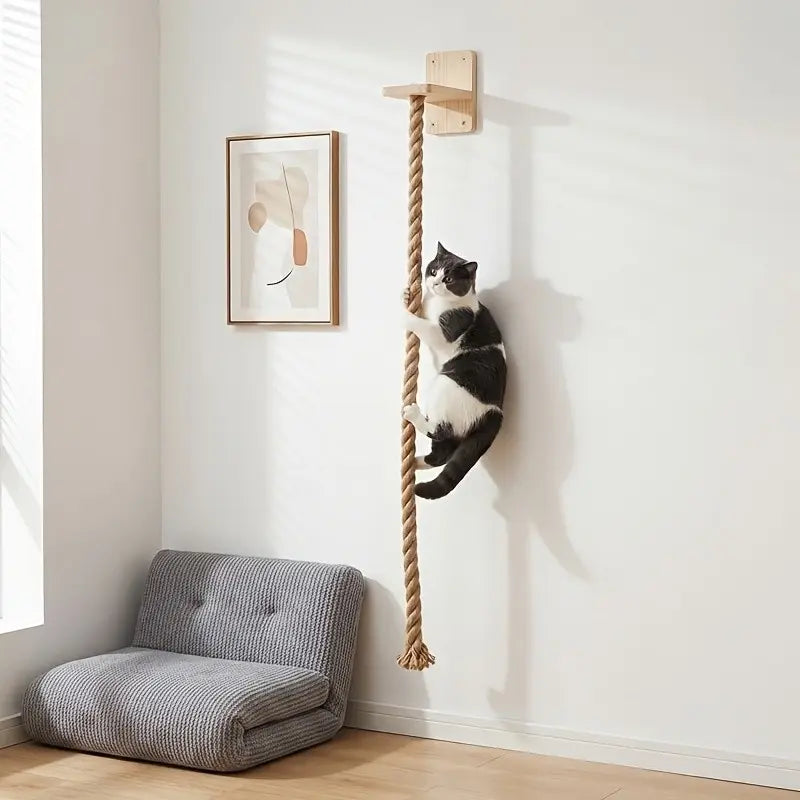 Marco de escalada vertical para gatos Petmino con cuerda de cáñamo natural