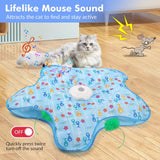 Interactive Unpredicatable Moving Feather Hunting Cat Toy with Real Mouse Squeaky, Hide and Seek Rechargeable Cat Toy for Bored Cat, Automatic Chargeable, Indoor Exercise & Boredom Relief for All Breeds Cats , Essential for Petlovers