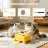 Magic House 4-Hole Whack-A-Mole Interactive Cat Toy, 3 Modes Electric Kitten Toy with Feather Wand & Pop-Up Hide-And-Seek, Rechargeable Stimulating Cat Enrichment Toys for All Cats