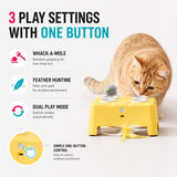 2-In-1 Interactive Cat Toy: Automatic Whack-A-Mole & Rotating Feather Teaser, 3 Play Modes, Non-Slip Weighted Base, Smart Auto Shut-Off, USB-C Rechargeable, Cat Enrichment for Bored & Picky Indoor Cats