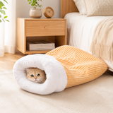 Saco de dormir de lujo Petmino de felpa para gatos y perros pequeños - Escondite interior acogedor con acolchado suave